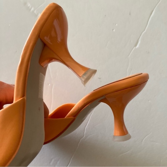 NWOB Jeffery Campbell Anthropologie Square Toe Mules Orange Leather Sz 6 - Picture 5 of 7